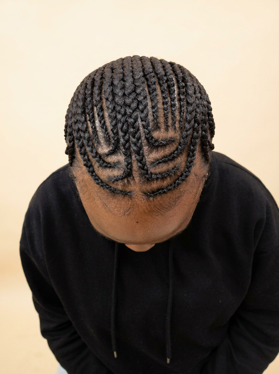 Neat straight-back cornrows